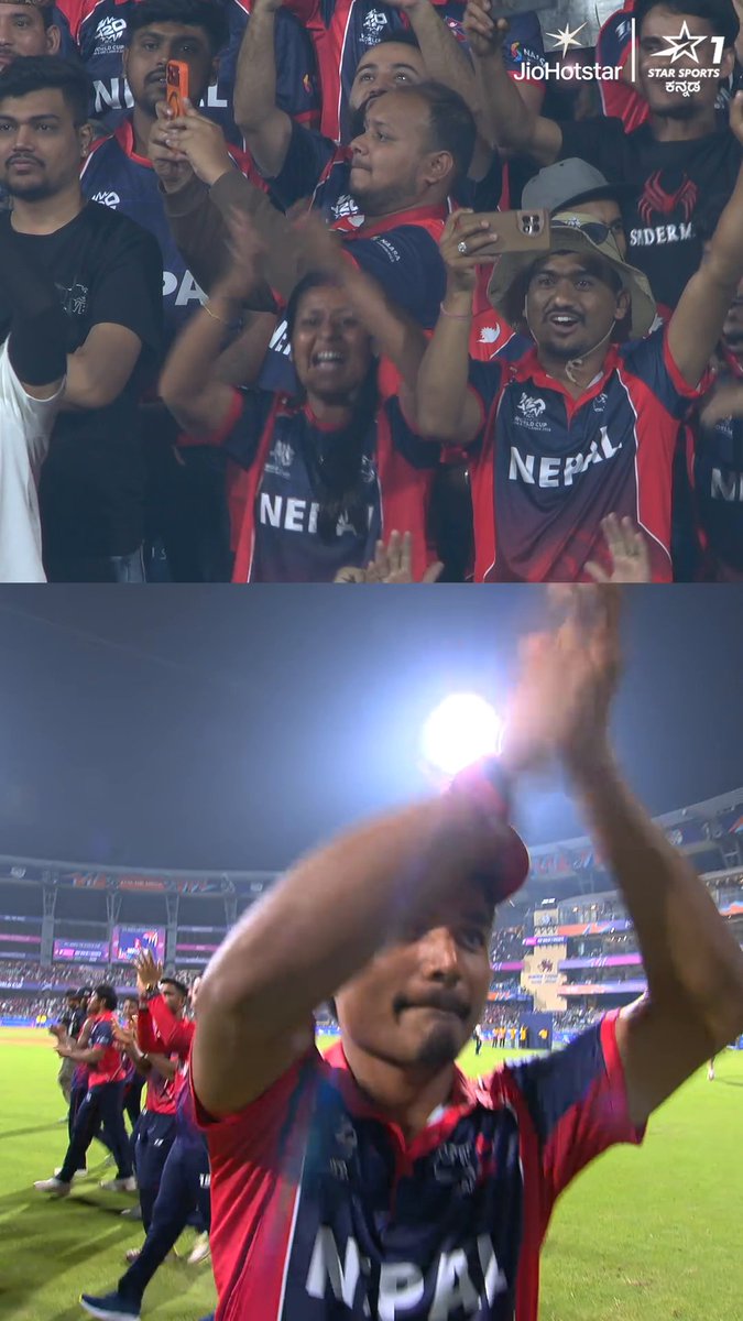 NEPAL FANS THANKING THE CROWD AT WANKHEDE - An Emotional moment in T20 World Cup 2026. 🥹❤️