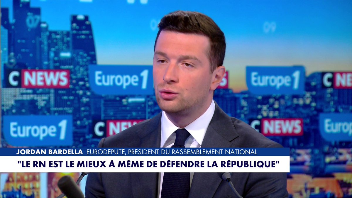 Jordan Bardella, président du Rassemblement national : «Si demain je suis chef du gouvernement, je prononcerai la dissolution des organisations d'ultragauche mais aussi d'ultradroite». #LaGrandeInterview