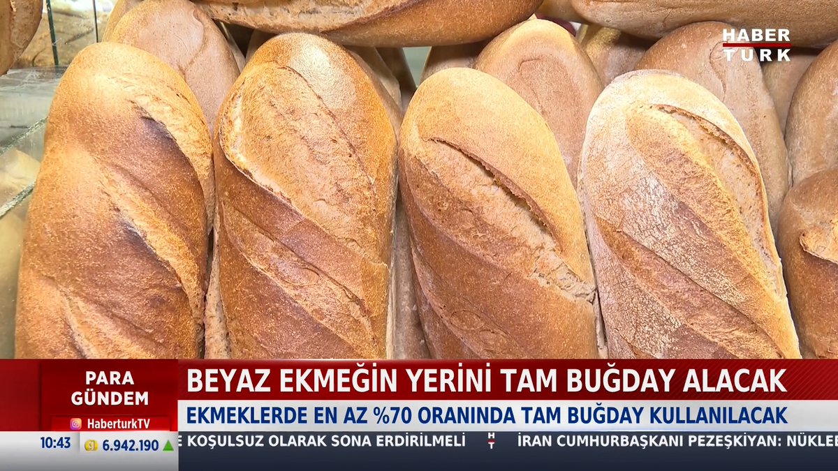 Beyaz ekmeğin yerini tam buğday alacak. Ekmeklerde en az %70 oranında tam buğday kullanılacak.