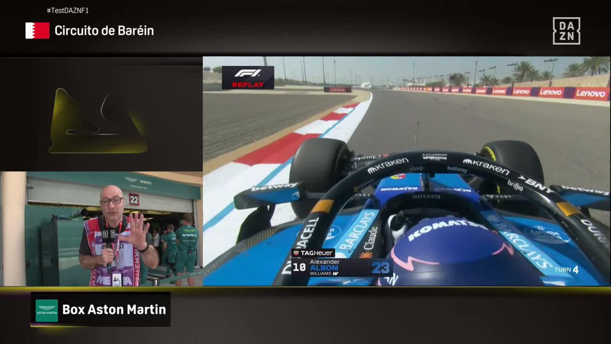 🤩 La ilusión que desprende Miguel Ángel Román. Un periodista que ha hecho de todo pero hoy está cumpliendo un sueño. Así cuenta como sale Fernando Alonso del box en estos #TestDAZNF1 🇧🇭. 👀
