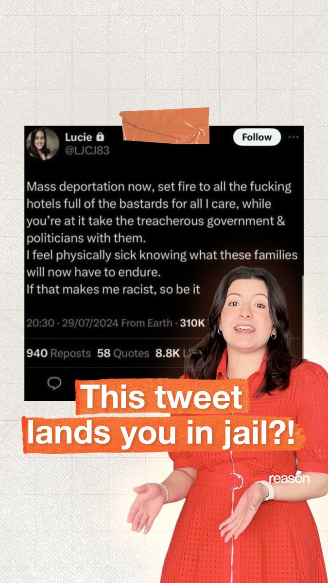 ONE tweet can land you in JAIL in Britain. Lucy Connolly was sentenced to 31 months behind bars for this 👇