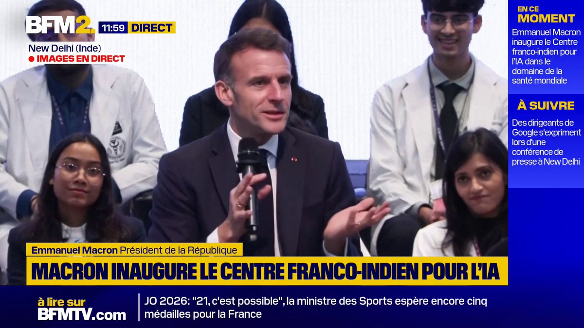 S'exprimant depuis New Delhi, Emmanuel Macron plaide pour une "transparence sur l'algorithme" utilisé par les réseaux sociaux #BFM2