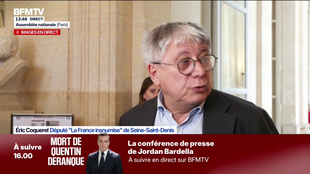 "J'ai reçu une lettre de menace sur moi et ma famille" affirme Éric Coquerel, député LFI de Seine-Saint-Denis