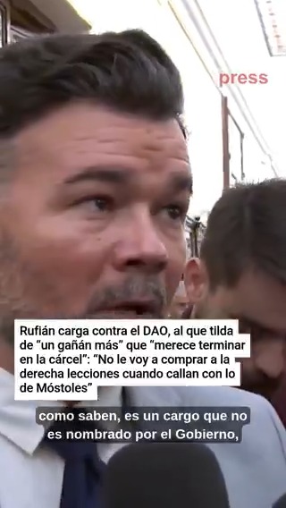 Rufián carga contra el DAO, al que tilda de “un gañán más” que “merece terminar en la cárcel”: “No le voy a comprar a la derecha lecciones cuando callan con lo de Móstoles”