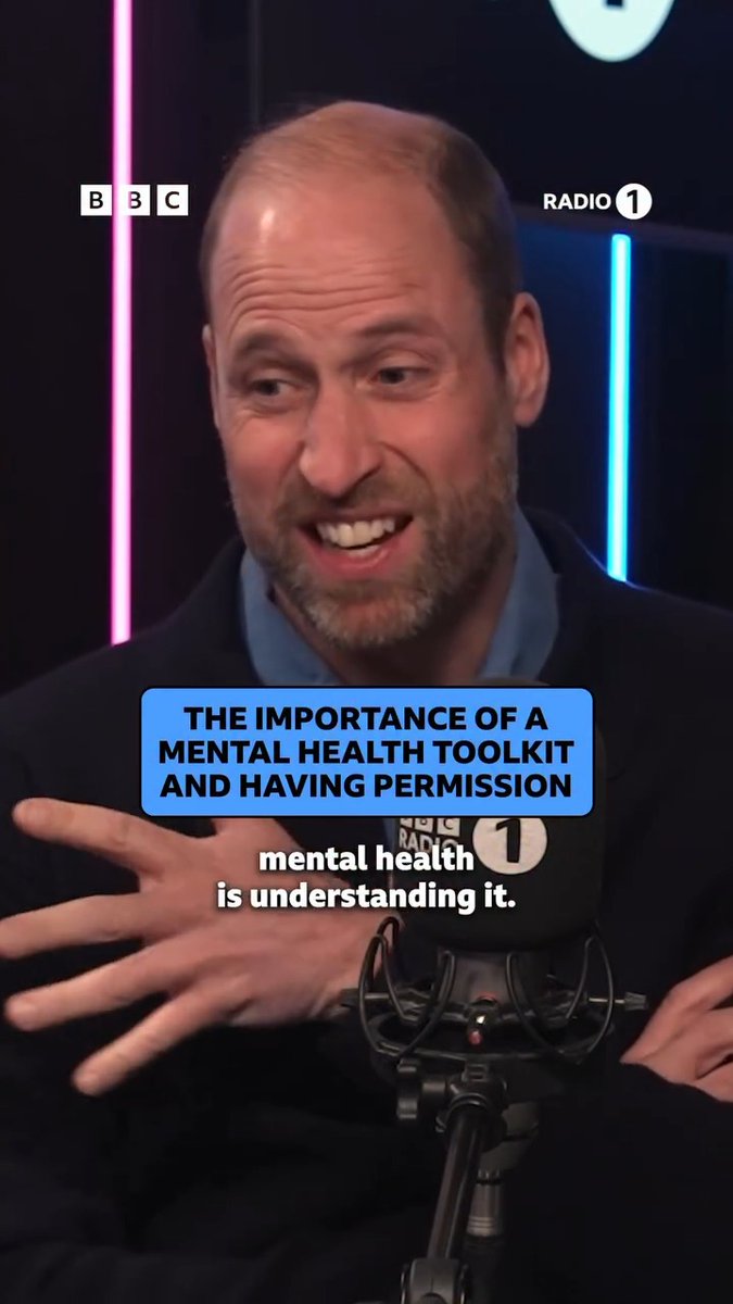 Prince William popped by BBC Radio 1 and opened up about his mental health journey, sharing that everyone should build a toolkit to cope with stressful situations - men, included. "We need more male role models, talking about it, normalizing it, so that it becomes second nature to all of us," the Prince of Wales said. "We can't expect to have all the answers ourselves, and it's okay to ask for help." 📽️ : BBC Radio 1 #PrinceandPrincessofWales #PrinceWilliam