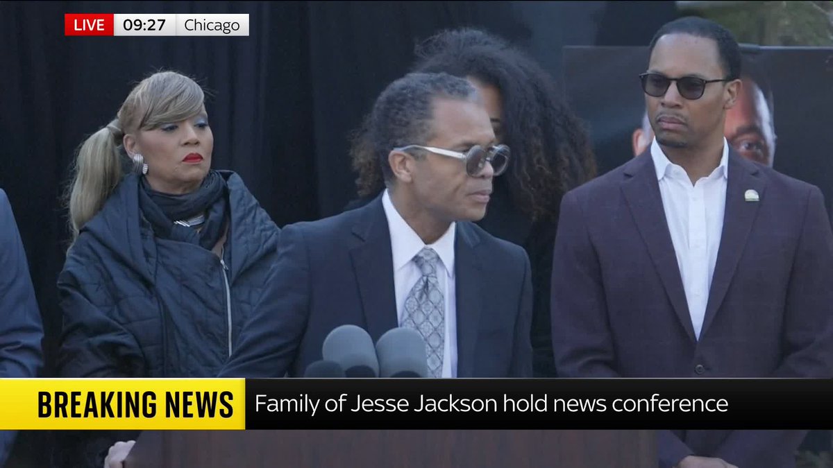 'Funerals are not for the dearly departed but for the living'. Jesse Jackson's son speaks at a news conference in Chicago following the death of his father, the U.S. civil rights leader, who died aged 84. 📺 Sky 501, Virgin 602, Freeview 233 and YouTube