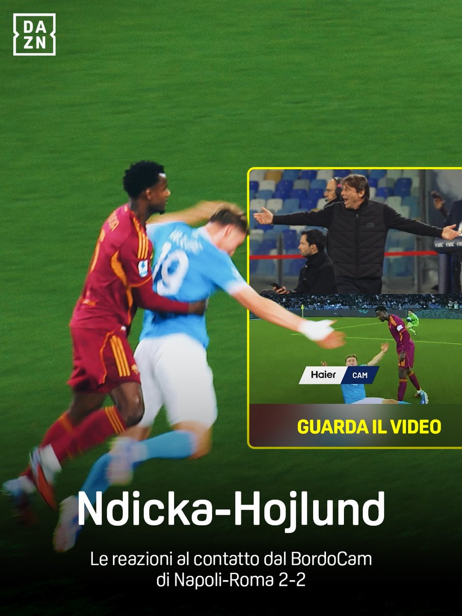Contatto Ndicka-Hojlund 🔎🚨 Conte a Colombo: "𝑨𝒍𝒍𝒐𝒓𝒂 𝒂𝒏𝒅𝒊𝒂𝒎𝒐!" 😡 Proteste Rasmus, Mancini gli dice di 𝒓𝒊𝒂𝒍𝒛𝒂𝒓𝒔𝒊 😤 🎤 @davidebernardi6 BordoCam #NapoliRoma è disponibile ora su #DAZN! 📲 #Hojlund