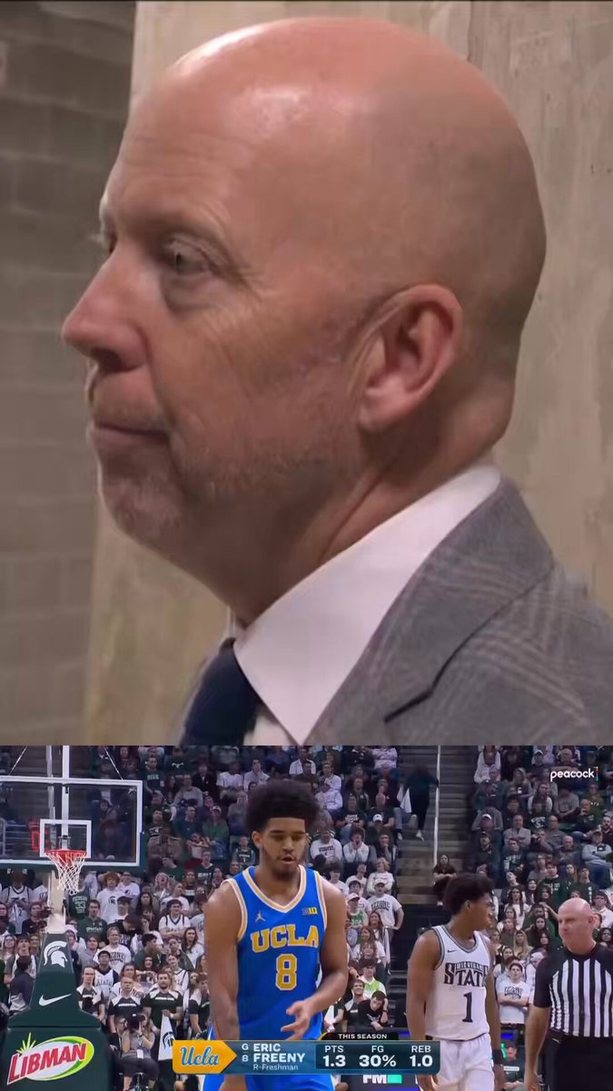 UCLA HC Mick Cronin CRASHED OUT when asked about Michigan State’s student section 😭 (via Owen Oszust)