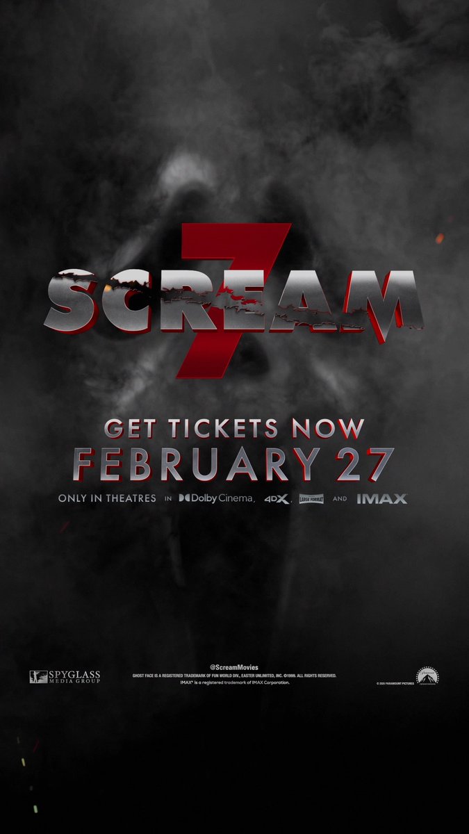 Tickets won't last. Get yours before it's too late. 🔪 Reserve your tickets to #Scream7 now on Fandango.