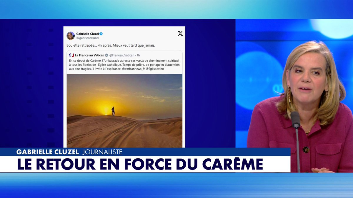 Gabrielle Cluzel revient sur les tweets de l'ambassade de France au Vatican à l'occasion du Ramadan et du Carême, dans #Facealinfo