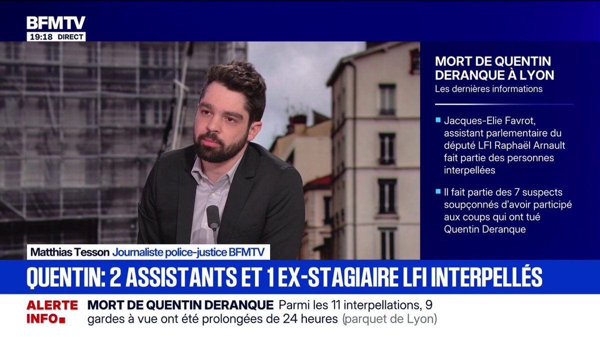 🔴🇫🇷 𝗔𝗟𝗘𝗥𝗧𝗘 𝗜𝗡𝗙𝗢 — Jacques-Élie Favrot, assistant parlementaire de Raphaël Arnault, RECONNAÎT avoir PORTÉ DES COUPS, mais nie avoir porté des coups mortels à Quentin Deranque.