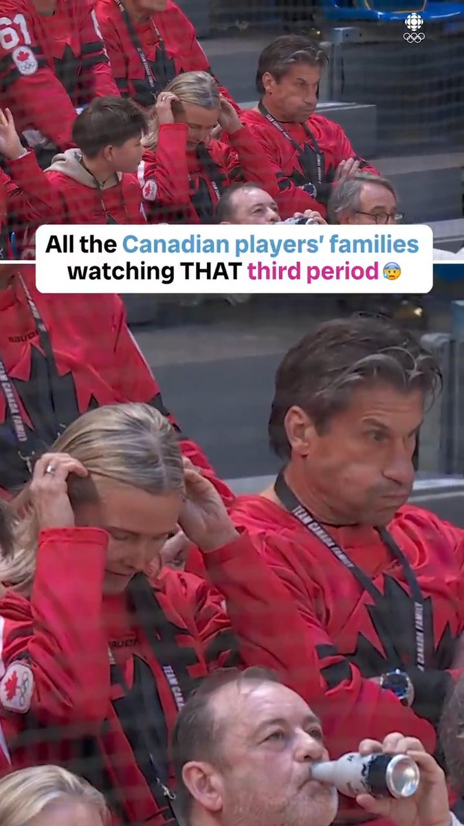 You think YOU'RE nervous? Imagine being Hockey Canada's family members at #MilanoCortina2026 😮‍💨