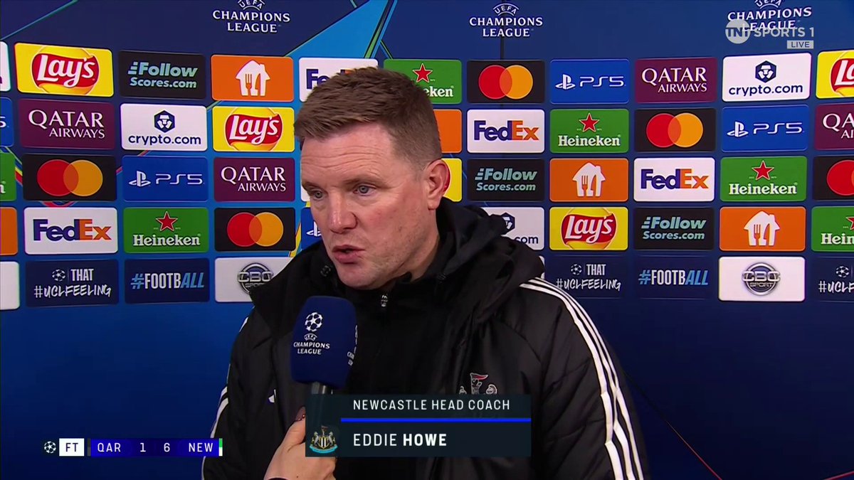 "That's as good as we've played in a long time" Eddie Howe reflects on Newcastle's brilliant 6-1 performance over Qarabag... 🎙️ Jules Breach 📺 TNT Sports & discovery+ UK