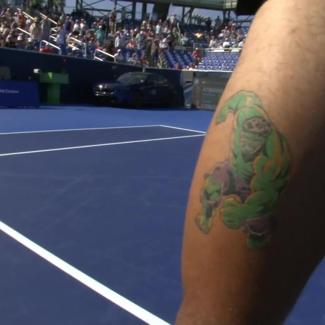 New year, new ink 🖍️ Flavio Cobolli debuting his fresh HULK tattoo in Delray Beach 😎 #DBOpen