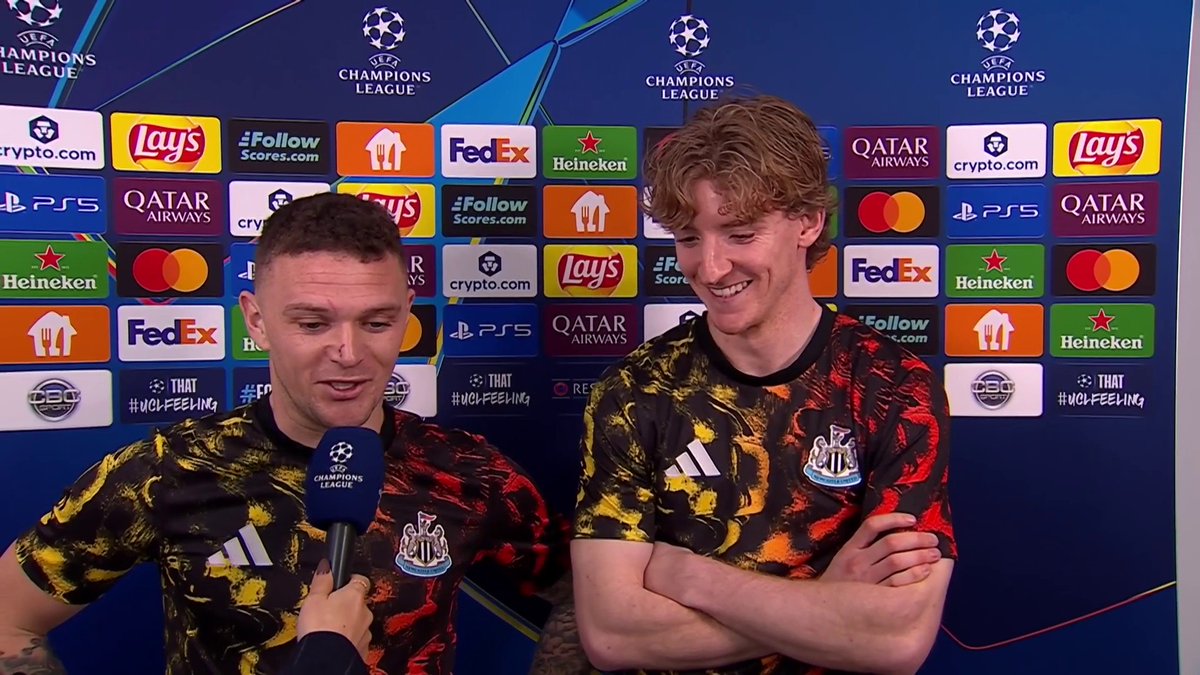 "Emotions do get high but he's one of my closest teammates" 😅 Kieran Trippier and Anthony Gordon settle their feud and reflect on a brilliant Newcastle performance... 🎙️ @julesbreach 📺 TNT Sports &amp; discovery+ UK