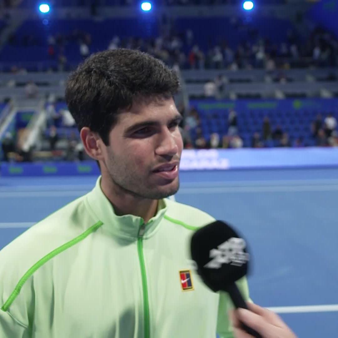 At 5-2 down in the second set, was Carlos Alcaraz thinking about a decider? Just a little bit 😉 #QatarExxonMobilOpen