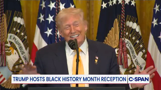 💬| President Trump mentions Nicki Minaj at Black History Month Reception: — "I love Nicki Minaj…Her nails are so long, I said 'Nicki, are they real?' She didn't want to get into that."
