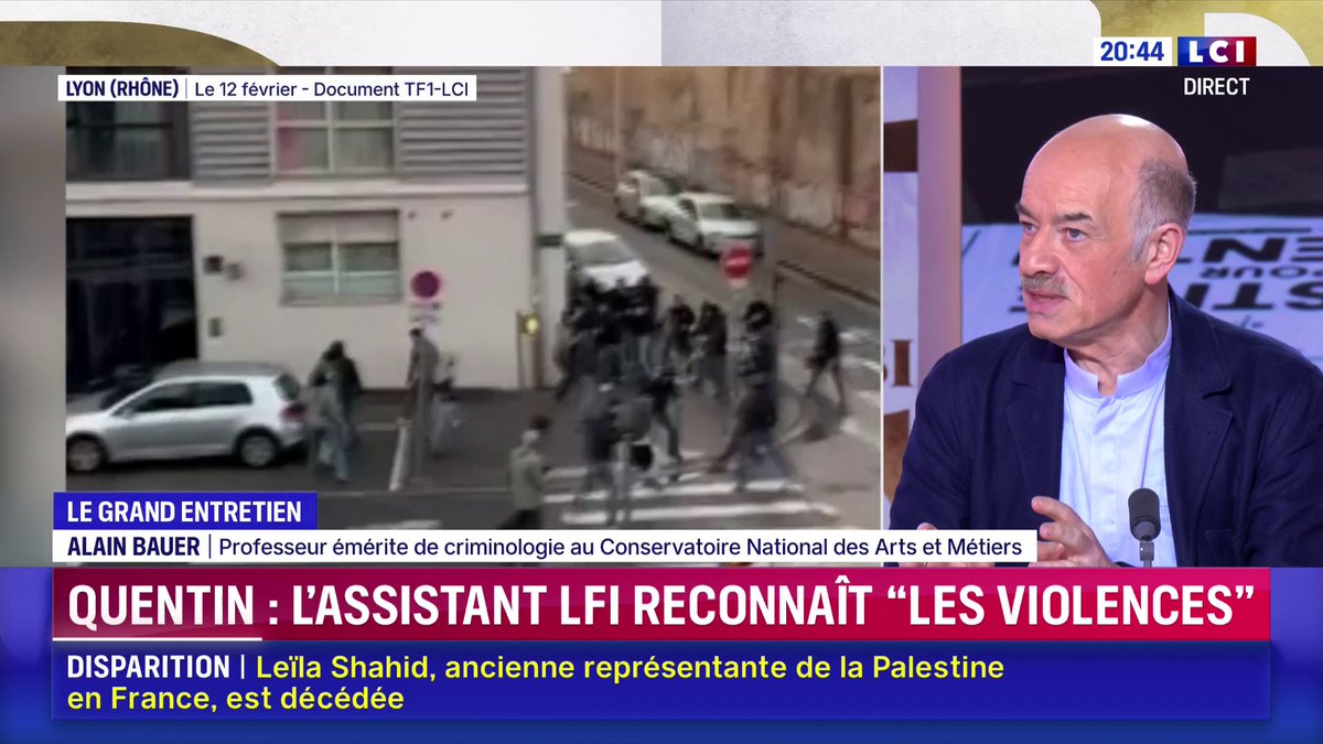 🔴🗣️ "Le lynchage, le meurtre du jeune Quentin, est l'action de quelques-uns dans leur folie meurtrière (...) Ce qui change tout, c'est le coup de pied dans la tête : un acte meurtrier par nature" : Alain Bauer face à Darius Rochebin sur LCI