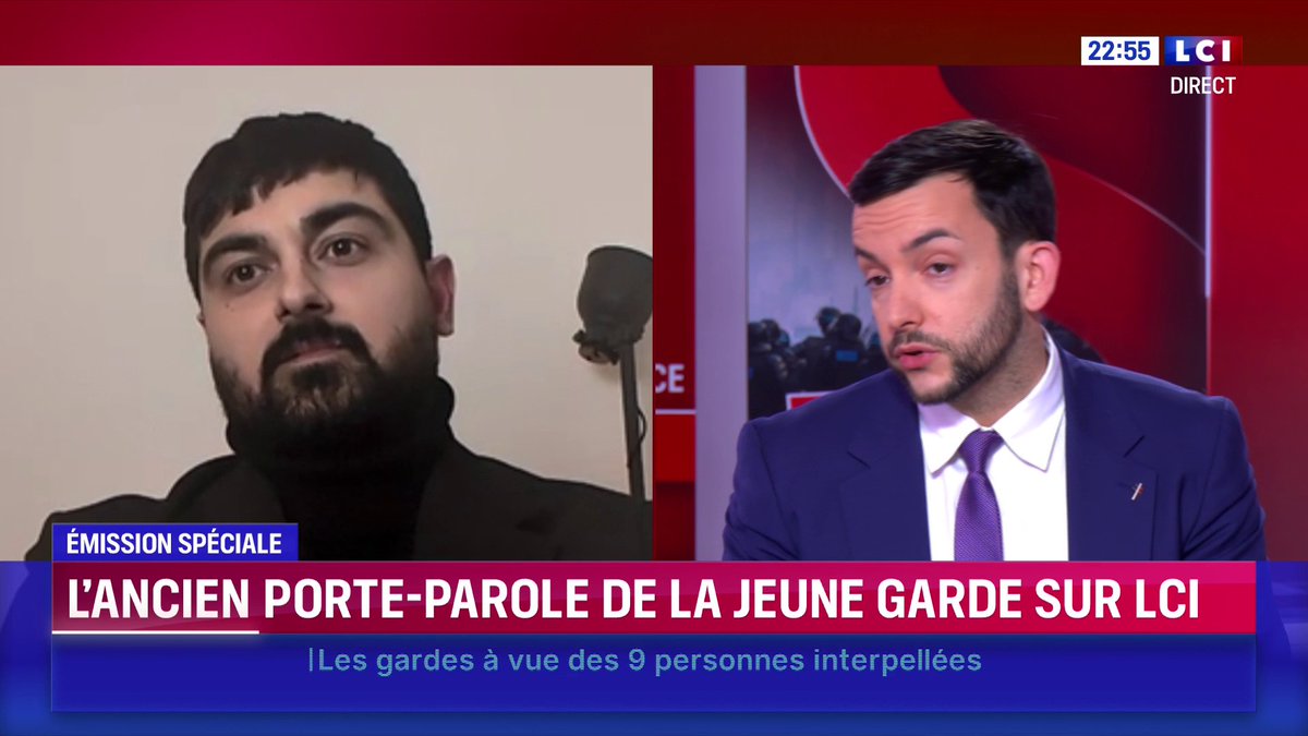 🔴 Mort de Quentin : deux France face à face 🗣️ "Tout cela est insupportable, ça suffit de tout relativiser, vous êtes toujours à accuser les autres d'une violence que vous nourrissez" : Jean-Philippe Tanguy Ⓜ️ à Cem Yoldas, ancien porte-parole de la Jeune Garde 📺 LCI cc Darius Rochebin