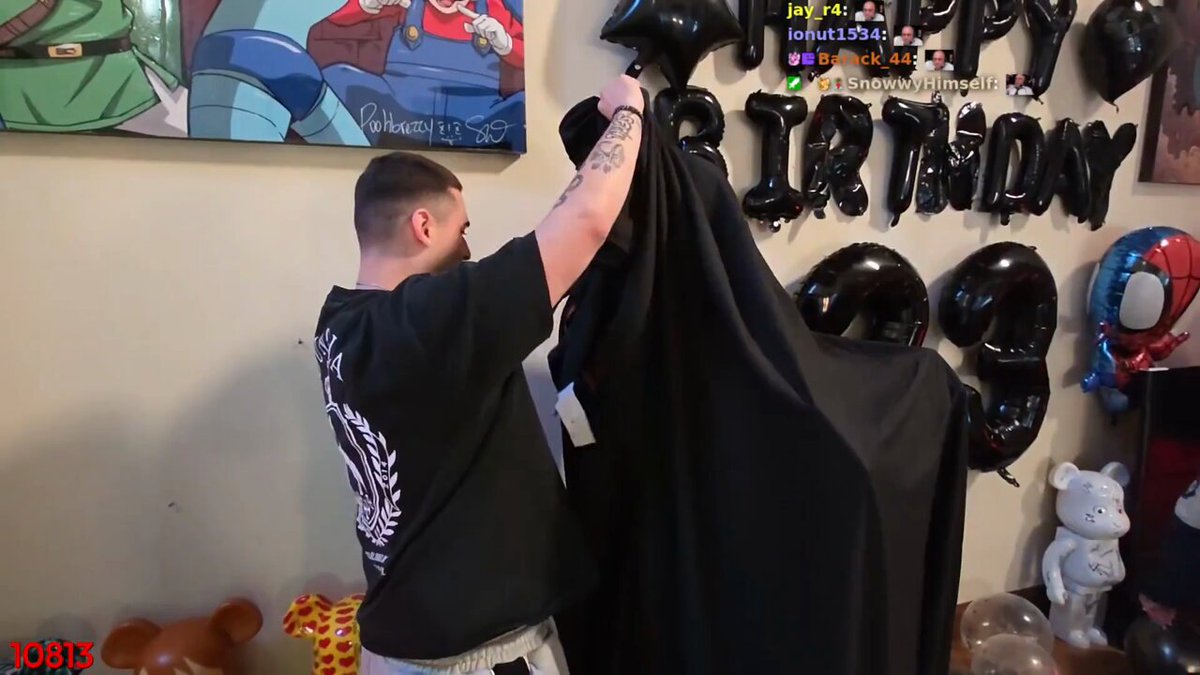 Lacy was surprised by his girlfriend Darla and his prod team Drew &amp; Russell with an entire life sized Spider-man statue in his room for his 23rd birthday ❤️🔥
