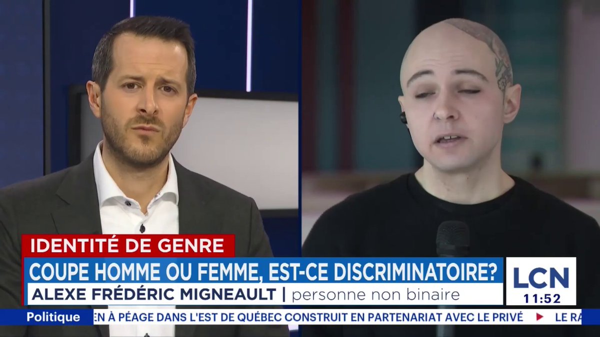 Vraiment dommage ce problème de son pendant qu'Alex le non-binaire chauve est incapable de décrire ce à quoi il s'identifie ou pas au salon de coiffure😢