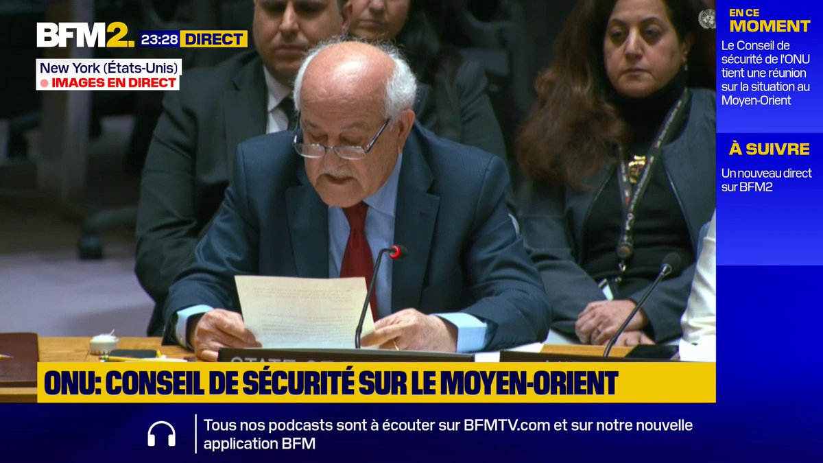 "Israël ne veut pas de cessez-le-feu. Son objectif reste l'occupation, l'annexion, le déplacement forcé à Gaza.[...] Israël a du choisir entre l'annexion et la paix. Et Israël a choisi l'annexion", affirme Riyad Mansour, ambassadeur de la Palestine à l'ONU #BFM2