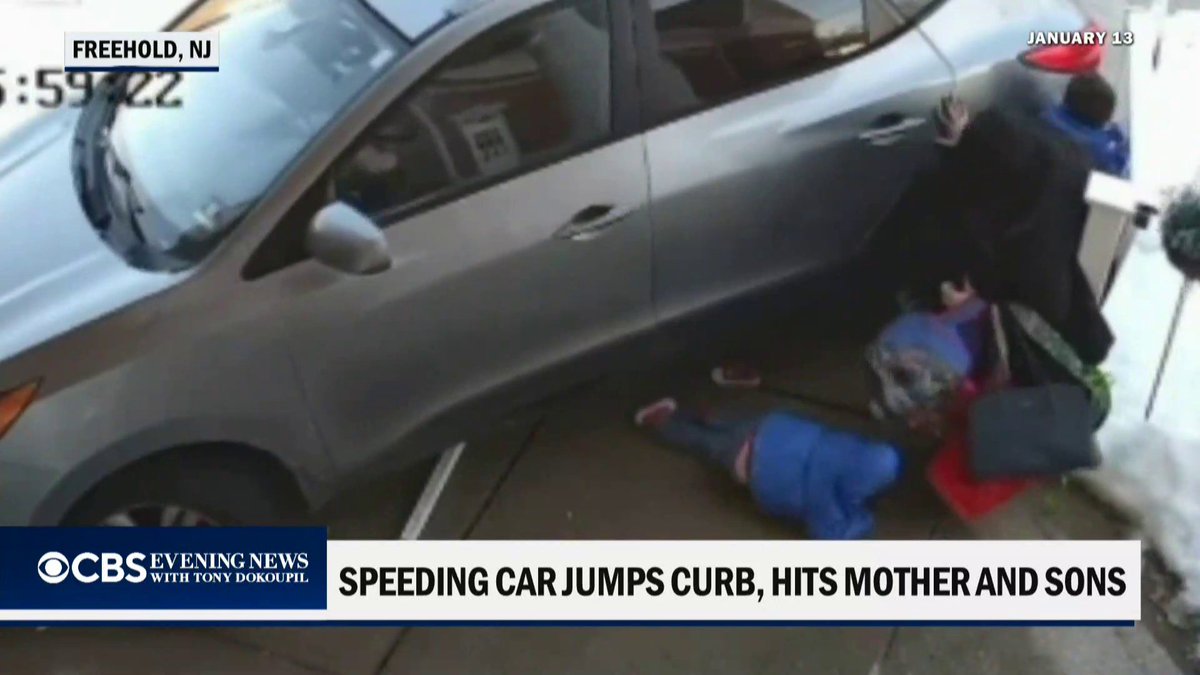 Video shows a drunk driver plowing into a mother and her two children outside a preschool in Freehold, New Jersey. All three suffered non-life-threatening injuries and the driver was arrested.