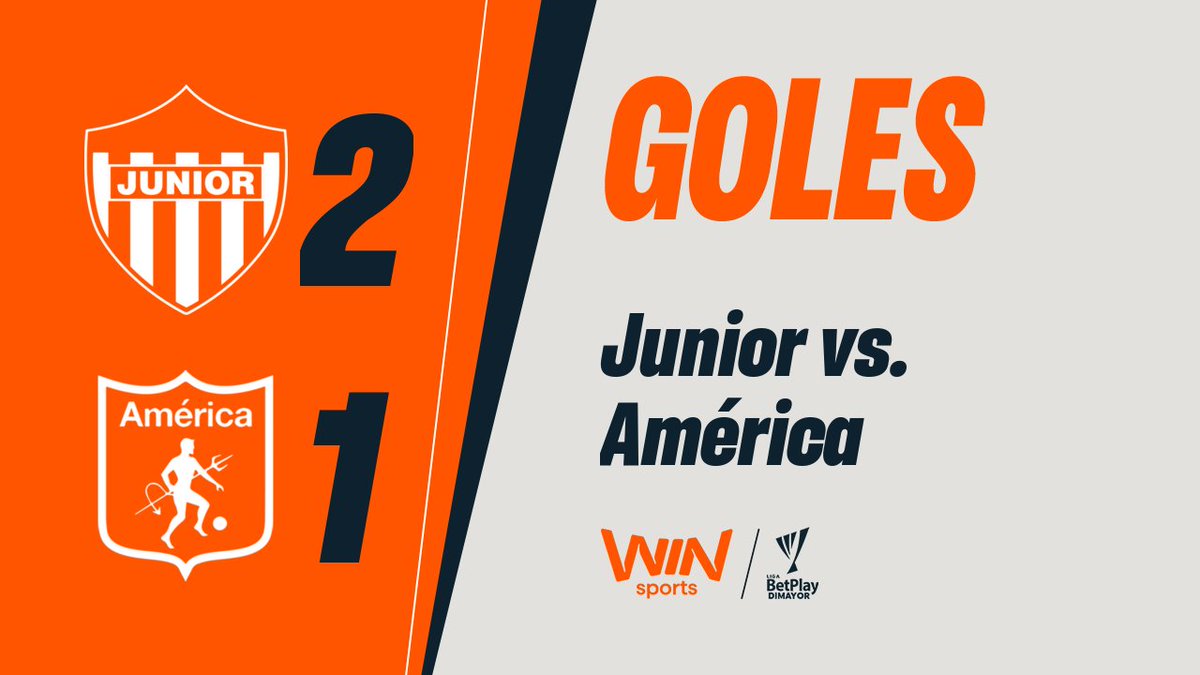 🦈⚽🔥¡ENORME VICTORIA DEL ‘TIBURÓN’! En la última jugada, Junior le ganó 2 a 1 a América en el cierre de la séptima jornada de #LALIGAxWIN. Los goles del ‘Rojiblancos’ los marcaron Luis Fernando Muriel y Teófilo Gutiérrez.
