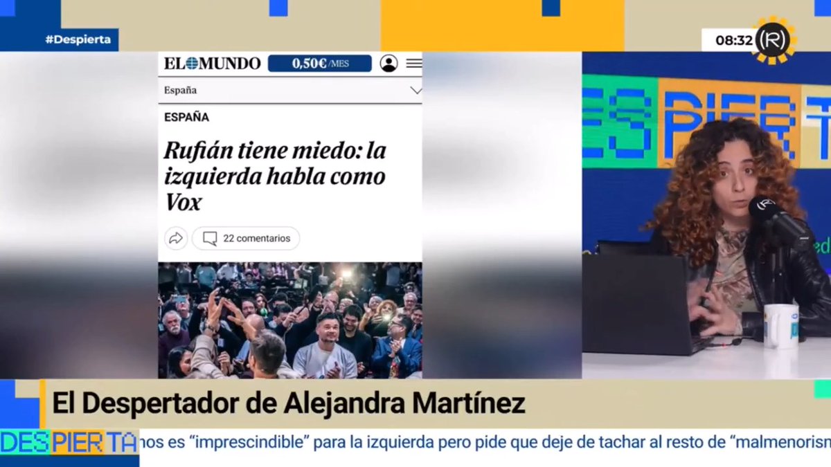 "La izquierda que ayer se puso de largo en Madrid habla como VOX" alemvelasco_ sobre el acto de Gabriel Rufián y Emilio Delgado 👇🏽 📺 DESPIERTA!