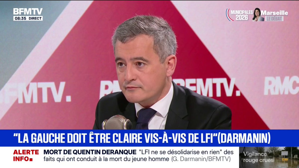 "La France insoumise, c'est la théorie du chaos", dénonce Gérald Darmanin