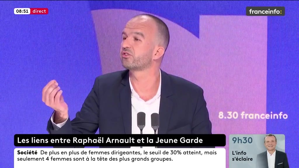 🔴 L'ultragauche et l'ultradroite ➡️ "Les fascistes veulent imposer par la force un projet de société [...] et les antifascistes se battent contre les fascistes : le jour où il n'y aura plus de fascistes, il n'y aura plus d'antifascistes", dit Manuel Bompard