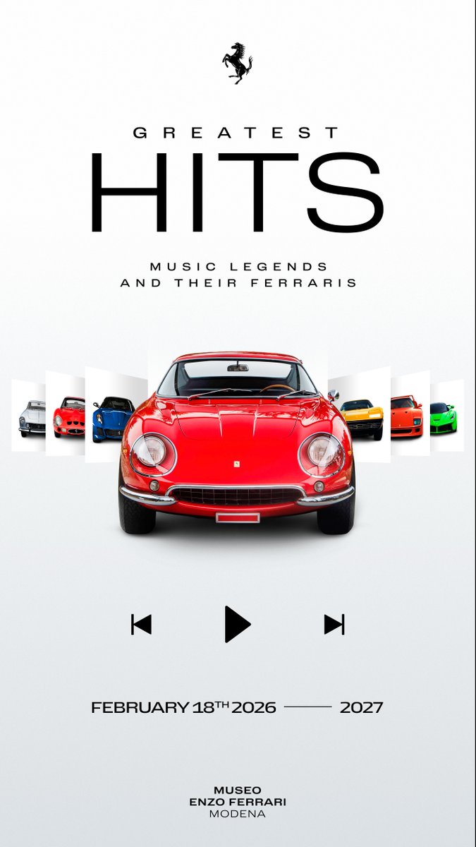Can’t keep this secret any longer! Step into our brand-new exhibition “Greatest Hits” at the #MuseoEnzoFerrari in #Modena, open until February 2027. See you there! 👋 #MuseiFerrari #Ferrari #FerrariGreatestHits