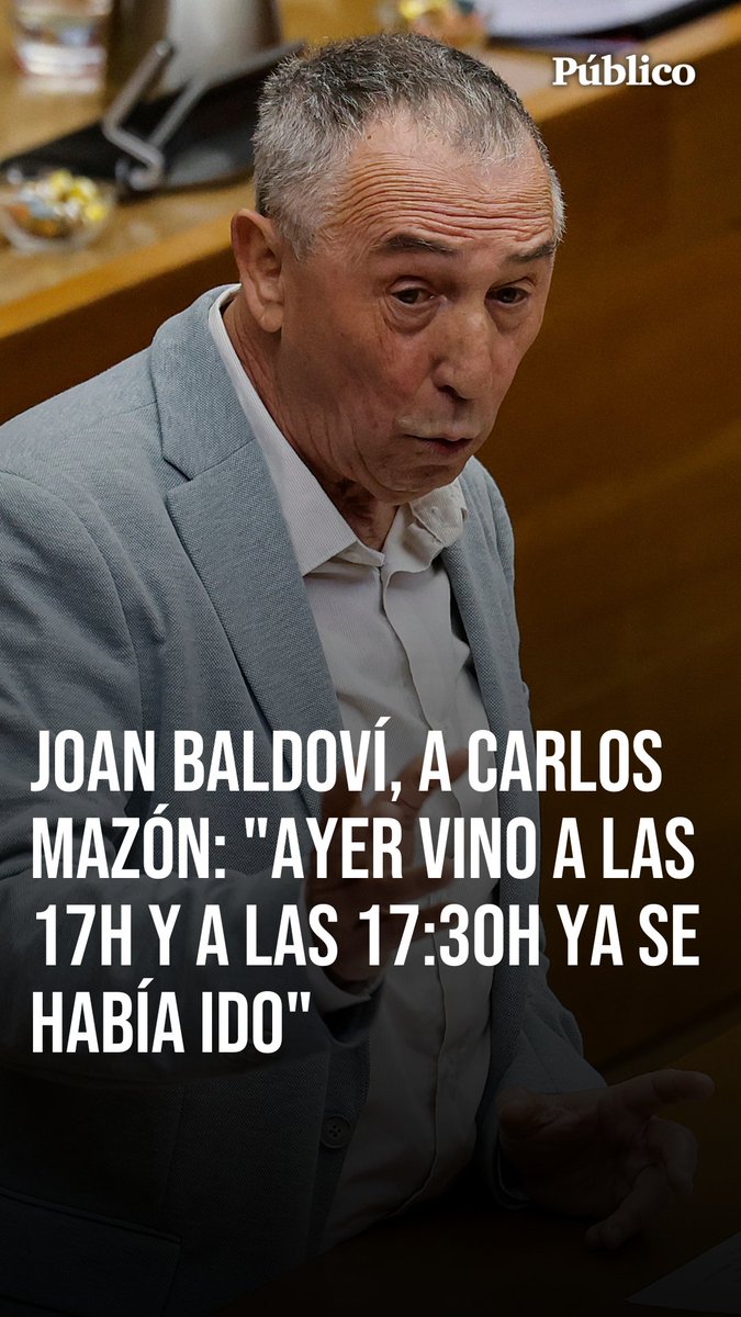 Joan Baldoví (Joan Baldoví ;)) critica la ausencia de Carlos #Mazón en les Corts valencianes: "Ayer vino a las 17h y a las 17:30h ya se había ido. Eso sí la nómina la cobrará entera"