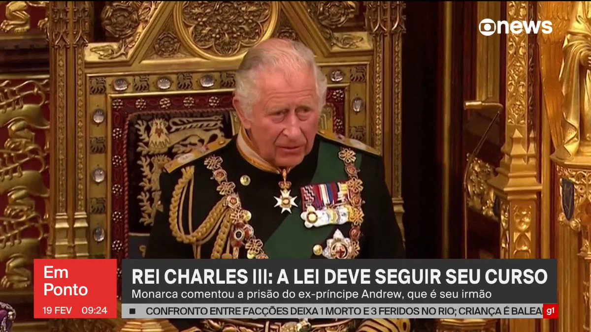 Rei Charles III se pronunciou e diz receber com profunda preocupação a notícia da detenção do ex-príncipe Andrew . O Rei reafirmou apoio a justiça britânica e afirmou: "A lei deve seguir o seu curso". ➡ Assista: #GloboNews #GloboNewsEmPonto