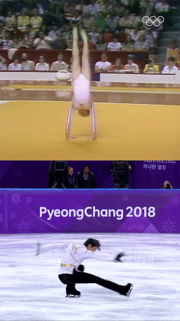 Nadia &amp; Yuzuru 🇷🇴 🇯🇵 Cuando el arte une al patinaje y la gimnasia. ⛸️🤸 #JuegosOlimpicos #MilanoCortina2026 #羽生結弦