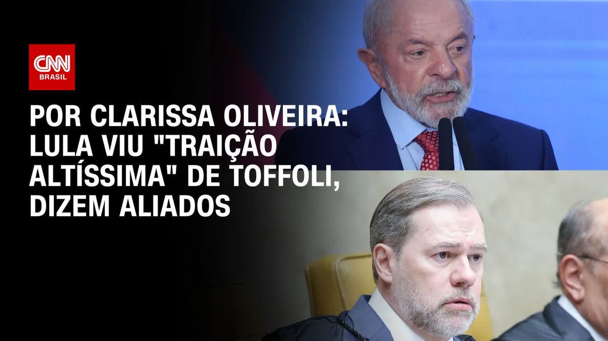 Lula viu "traição altíssima" de Toffoli, dizem aliados; assista #LiveCNNBrasil
