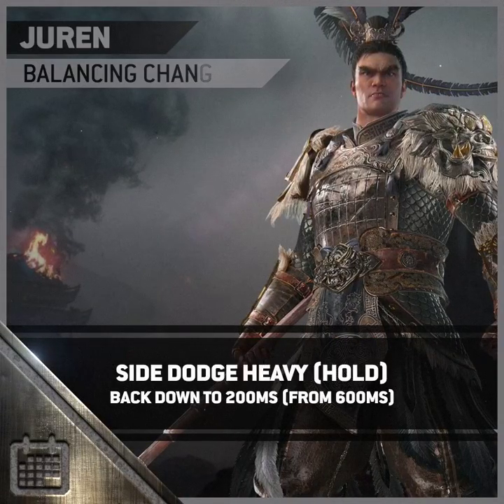 Attention Warriors! We are now deploying a Live Patch to fix an issue where Juren's Hold Dodge Attacks had too many iframes. It now has the same amount of iframes it previously had. 🐉 Please refresh the instance of your game to get the Patch.