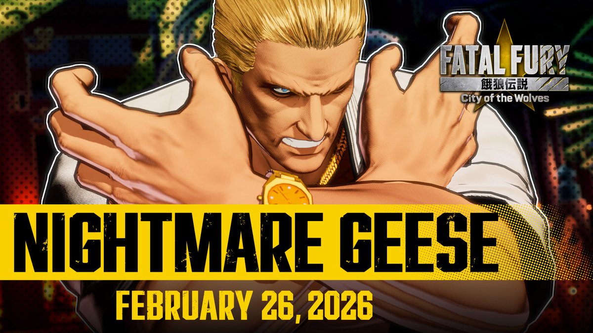 South Town is shrouded in an endless nightmare― Nightmare Geese arrives February 26 at 12 AM PST! 👊🔥 The long-awaited character trailer is here! (VA: Richard Epcar) #FatalFury #CotW_NightmareGeese