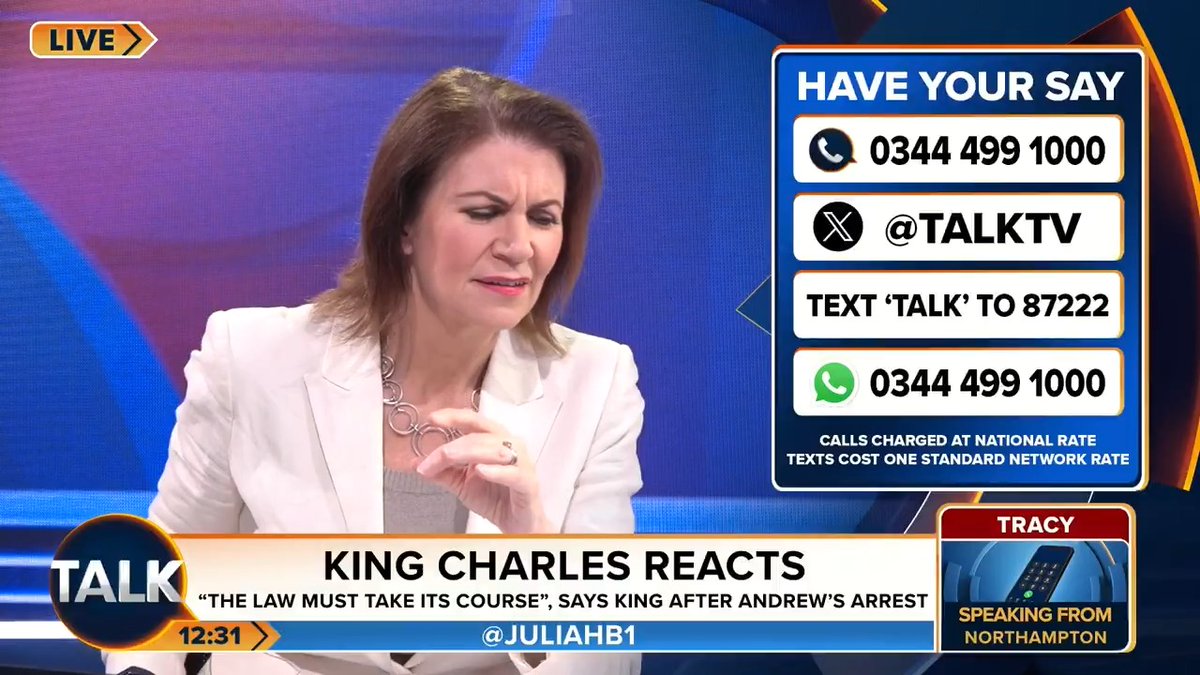 Julia Hartley-Brewer clashes with a caller, after they say the Royal Family's treatment of Andrew Mountbatten-Windsor is "disgraceful" and he "should never have been arrested". "I'm not often lost for words - I'm absolutely flabbergasted by your view on this!" Julia Hartley-Brewer