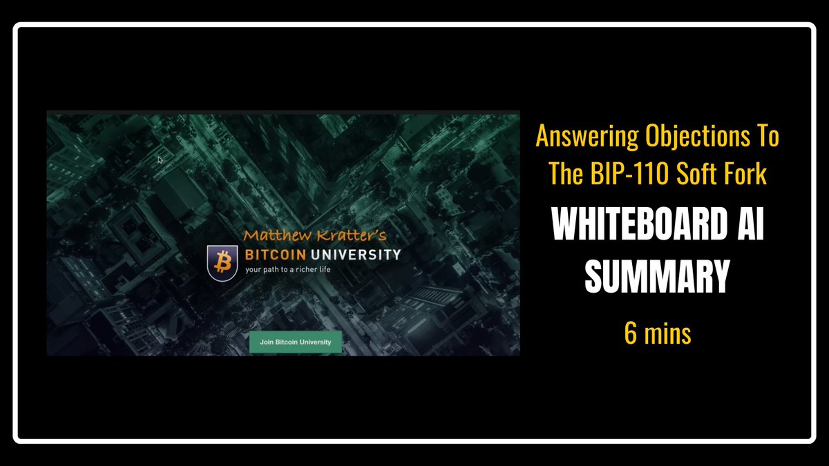▶️ Watch this AI whiteboard explainer of Matthew Kratter (Bitcoin University) answering objections to BIP-110.