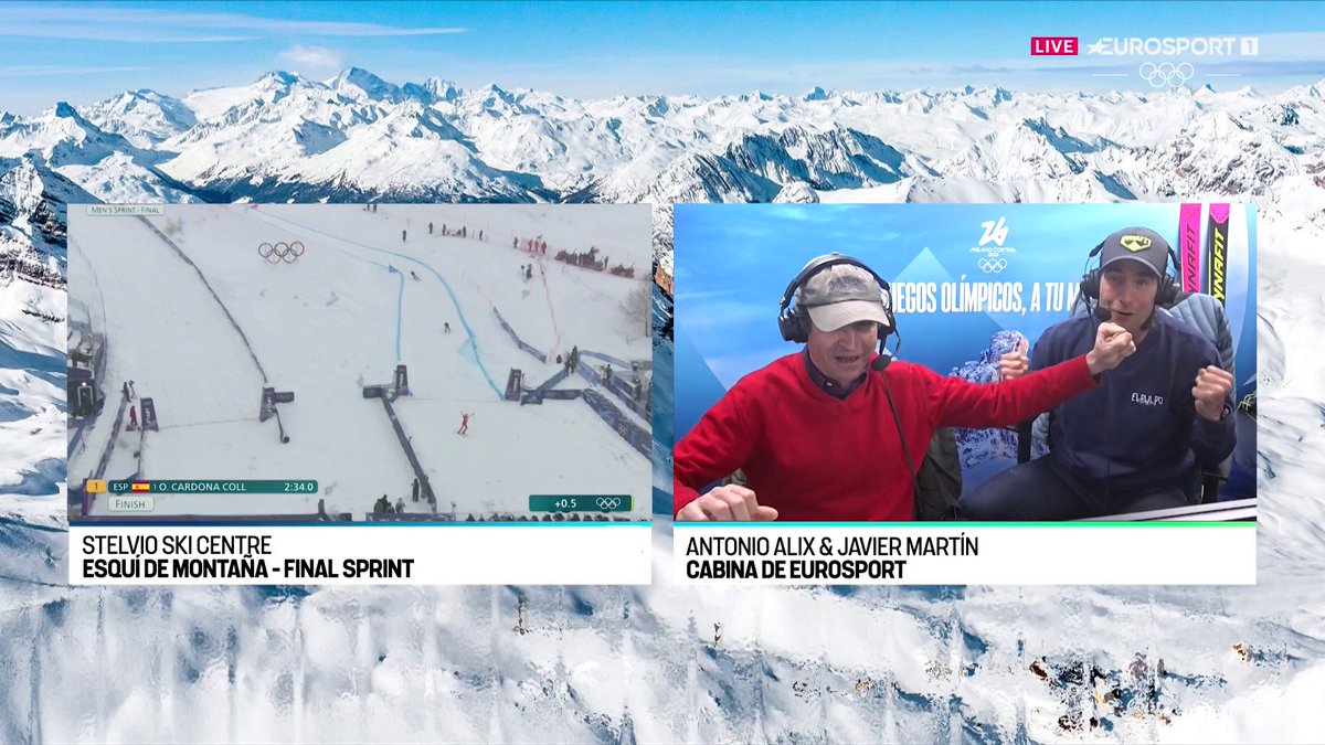 ❤️‍🔥 La narración y emoción de Antonio Alix & Eurosport y Javier Martín en la cabina de Eurosport.es con el oro de Oriol Cardona. #MilanoCortina2026