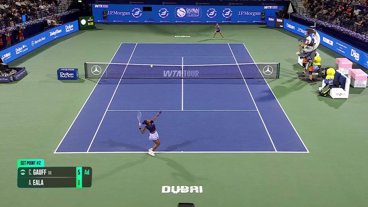 First set ✅ Coco Gauff takes the first set against Eala. #DDFTennis