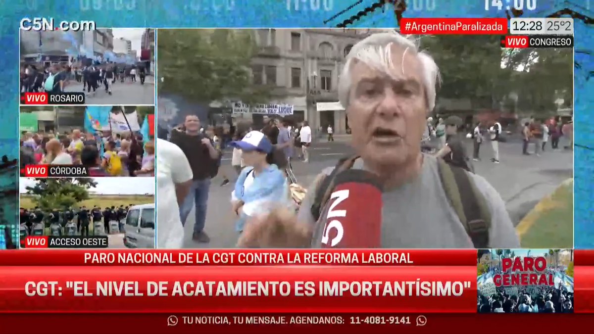 "Los trabajadores tienen que venir hoy a la plaza porque después no vamos a poder seguir reclamando nada. Si te descuentan el día en el trabajo, hoy es una inversión". 📲 #C5N en vivo: