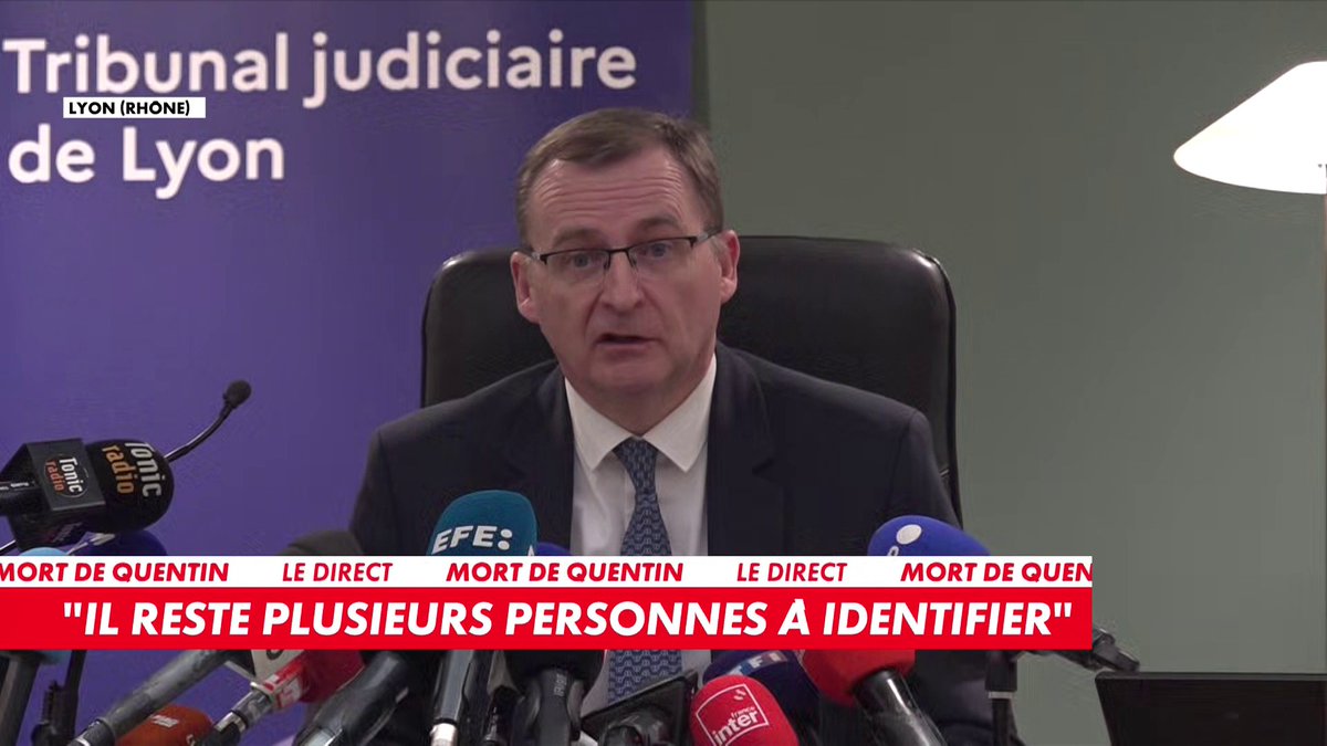 Meurtre de Quentin : conférence de presse du procureur. 7 suspects sont présentés à un juge, une mise en examen pour "homicide volontaire" demandée pour ces sept personnes