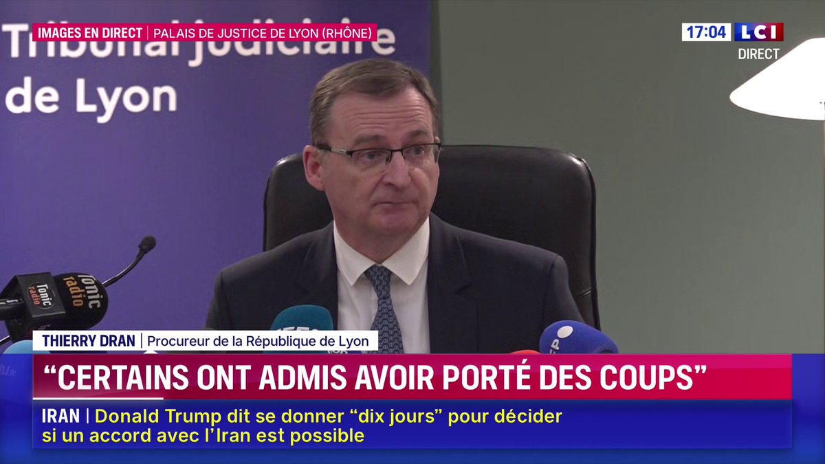 🔴 Mort de Quentin : le procureur de Lyon s'exprime 🗣️Le parquet s'apprête à "ouvrir dans les minutes qui viennent une information judiciaire criminelle et à requérir la mise en examen du chef d'homicide volontaire sur Quentin D. pour les 7 personnes présentées" : Thierry Dran