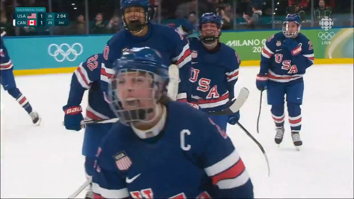 Hilary Knight ties it up in the dying minutes of the game, 1-1 🚨 This gold-medal game is going to overtime BECAUSE OF COURSE IT IS 😅