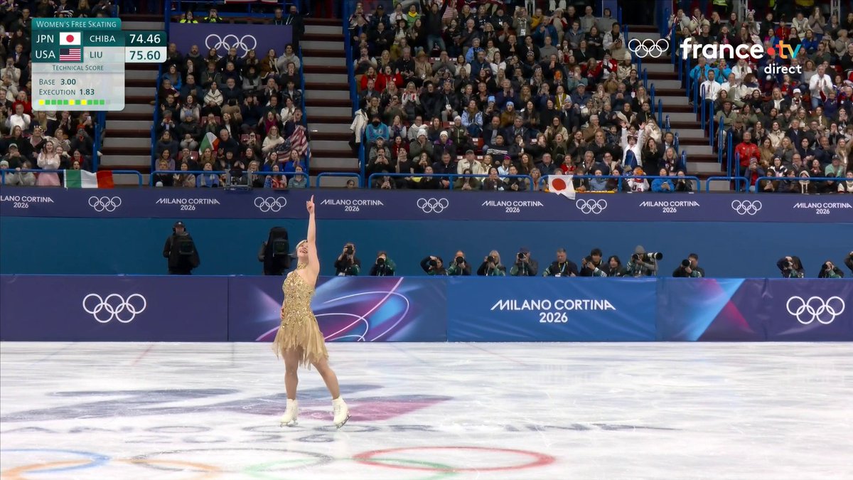 ❄️ #MilanoCortina2026 | 👏 Toute la patinoire de Milan se lève pour Alysa Liu ! 📈 Avec 226,79 points, l'Américaine de 20 ans prend les commandes et s'assure un podium olympique ! ➡️ Suivez les JO en direct :
