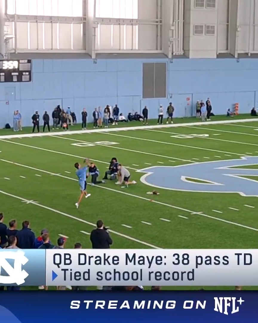 .Drake Maye showcased his abilities at his 2024 Carolina Football Pro Day 🙌
