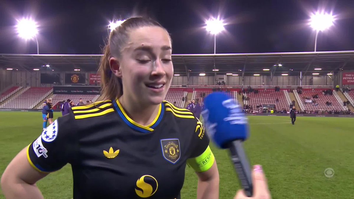 "Love making history with these fans, that's where United want to be. Competing with the best." Captain Maya Le Tissier celebrates Manchester United making history in the #UWCL 🔴🏆