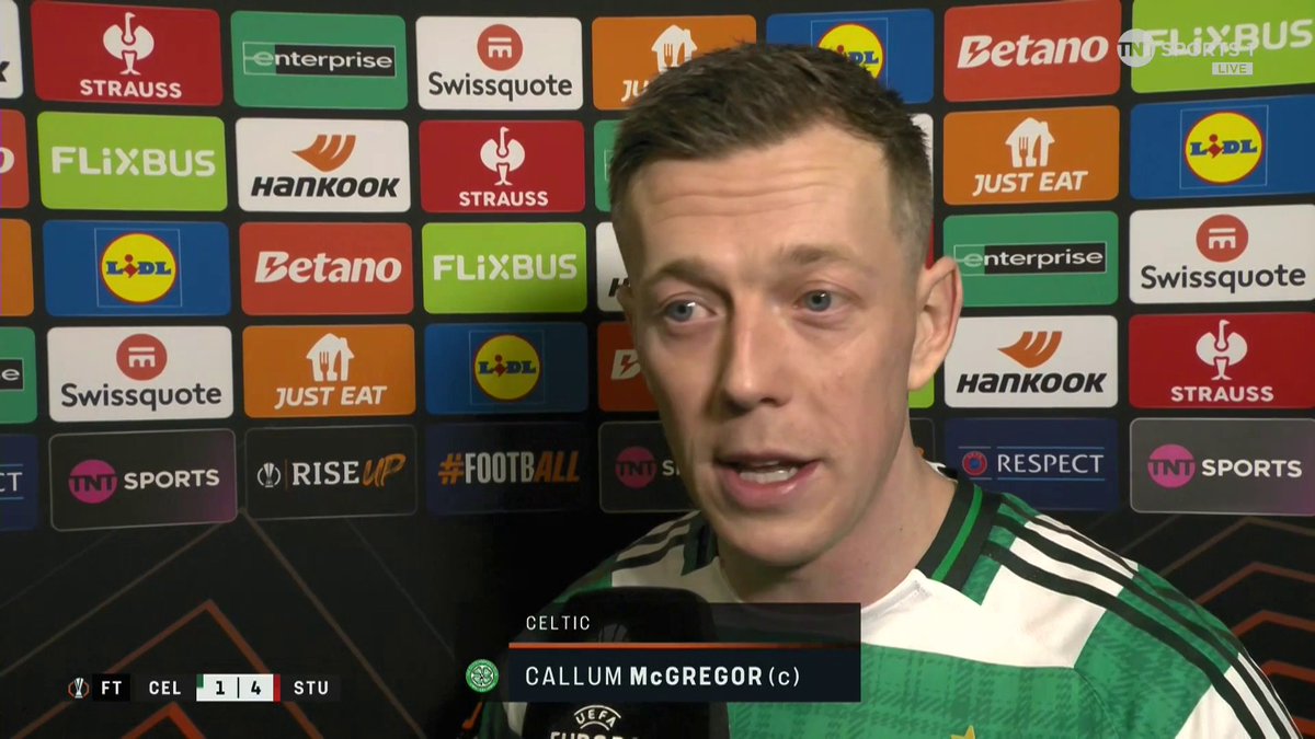 "We win as a team and we lose as a team" Callum McGregor reflects on Celtic's tough 4-1 defeat to Stuttgart... 🎙️ Becky Ives 📺 TNT Sports &amp; discovery+ UK
